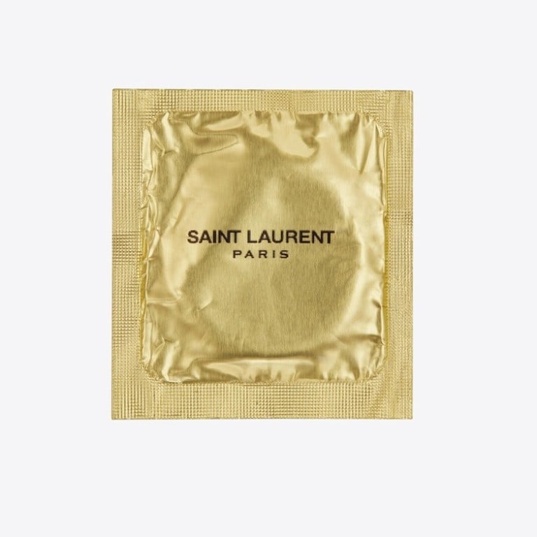The Saint Laurent condom, retailing for €2 (US$2.21), is ‘adorned’ with the Saint Laurent signature.