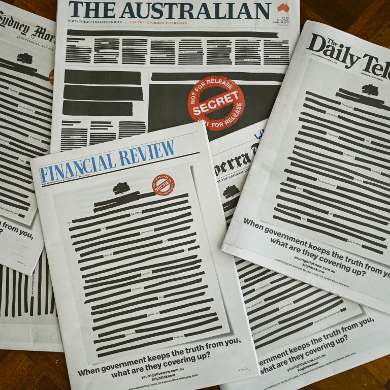 Australian newspapers censor front pages in protest ...