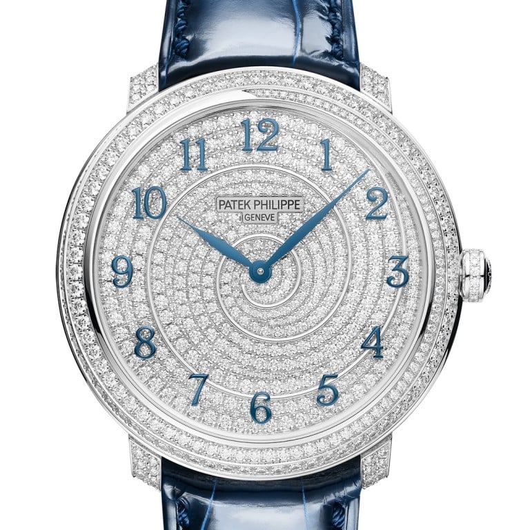 The Patek Philippe Diamond Ribbon Joaillerie has a spiral of graduated diamonds.