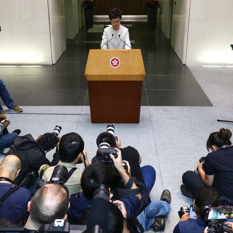 Hong Kong Chief Executive Carrie Lam speaking with the press before an Executive Council meeting on Tuesday. Photo: May Tse