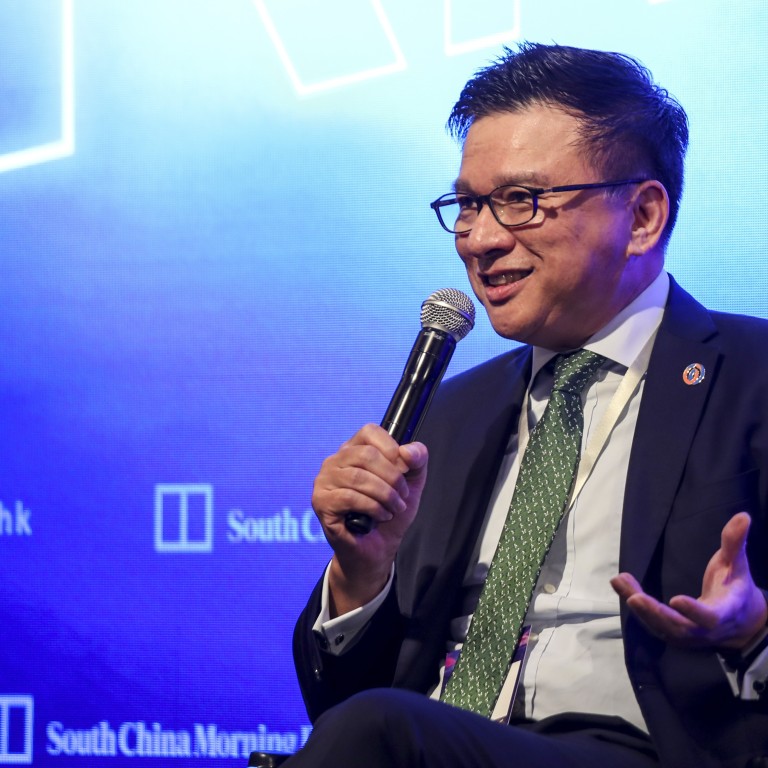 Chan Ka-keung, chairman of WeLab virtual bank, speaking at the “Redefining Hong Kong Forum” in Admiralty on Wednesday. Photo: Xiaomei Chen