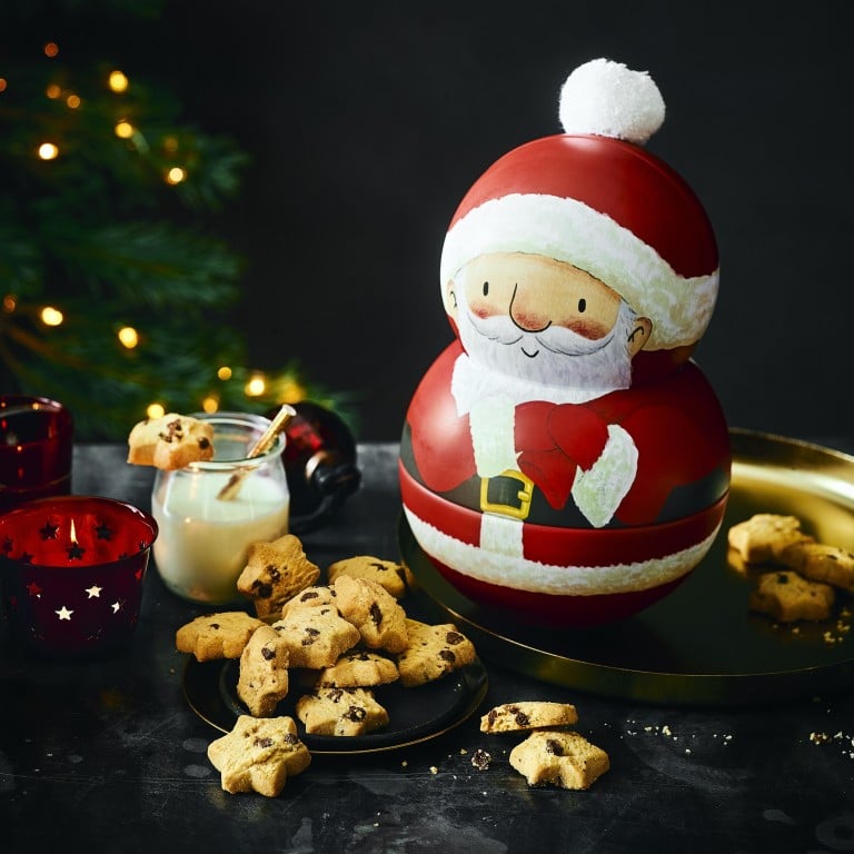 The Santa Wobbler biscuit tin is filled with star-shaped chocolate cookies. Photos: Handouts