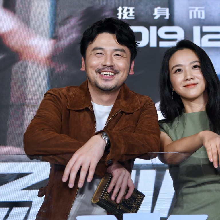 Tang Wei (right) and Lei Jiayin, stars of the movie The Whistleblower, at a press conference during the 28th China Golden Rooster and Hundred Flowers Film Festival in Xiamen, Fujian Province, China, on November 20. The movie is expected to be released on December 6. Photo: Xinhua/Jiang Kehong
