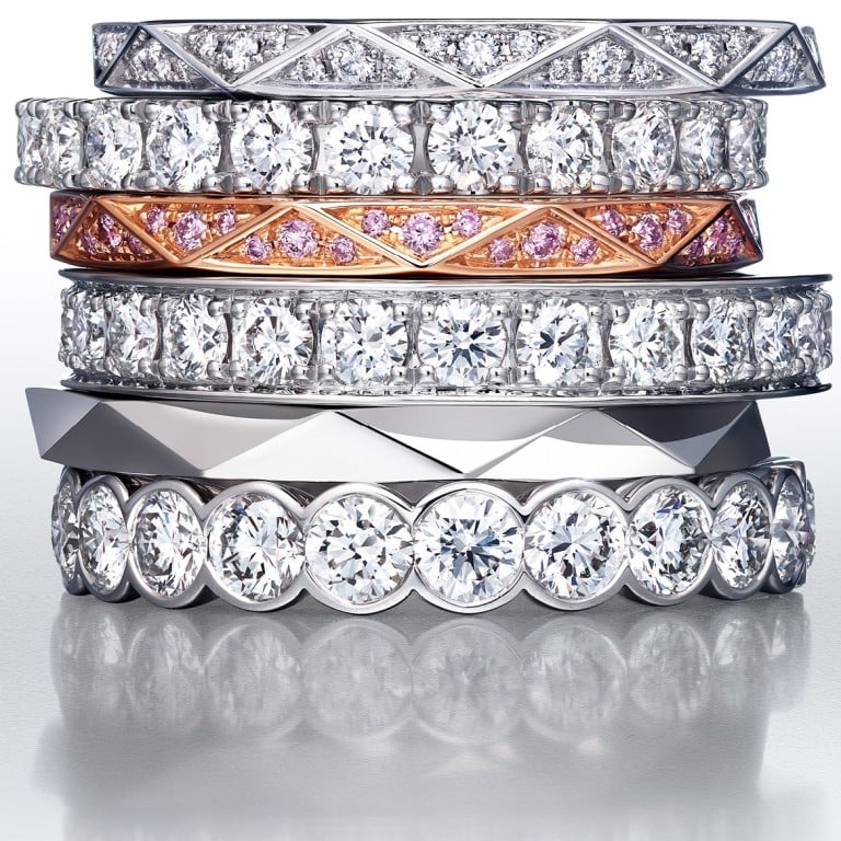 The Laurence Graff Signature collection offers stylish wedding bands, engagement rings, bangles, pendants and earrings crafted in rose gold, yellow gold and white gold. Photo: Graff