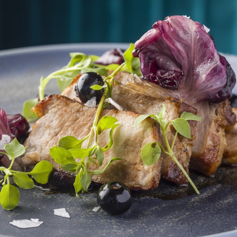Pork loin with radicchio purée and fermented blue berries from Hue. Photos: Handouts