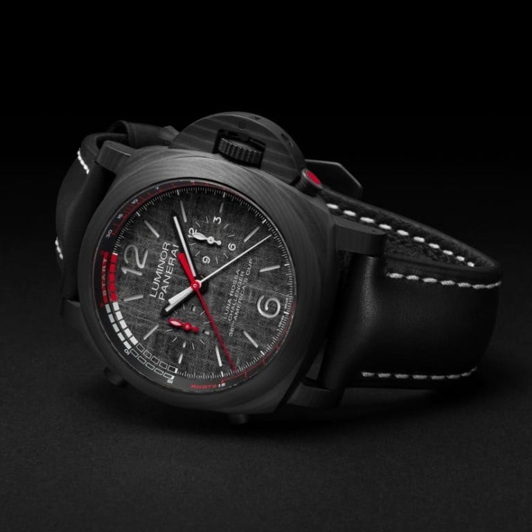 The various red details on the Panerai Luminor Luna Rossa Chrono Flyback offer a striking contrast against the dial. Photos: Panerai
