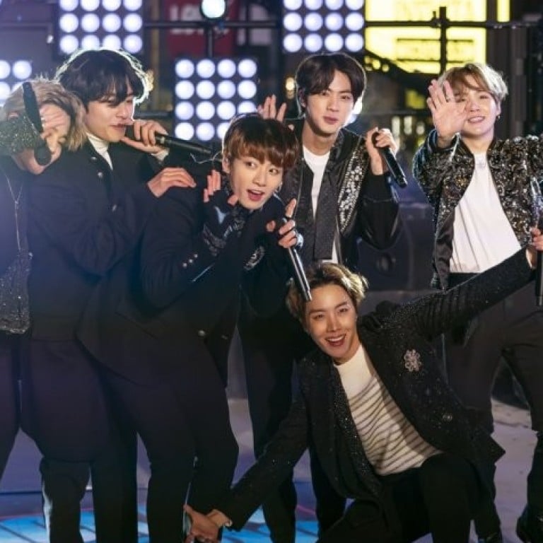 BTS perform at the Times Square New Year’s Eve celebration in New York. Photo: Yonhap/AP