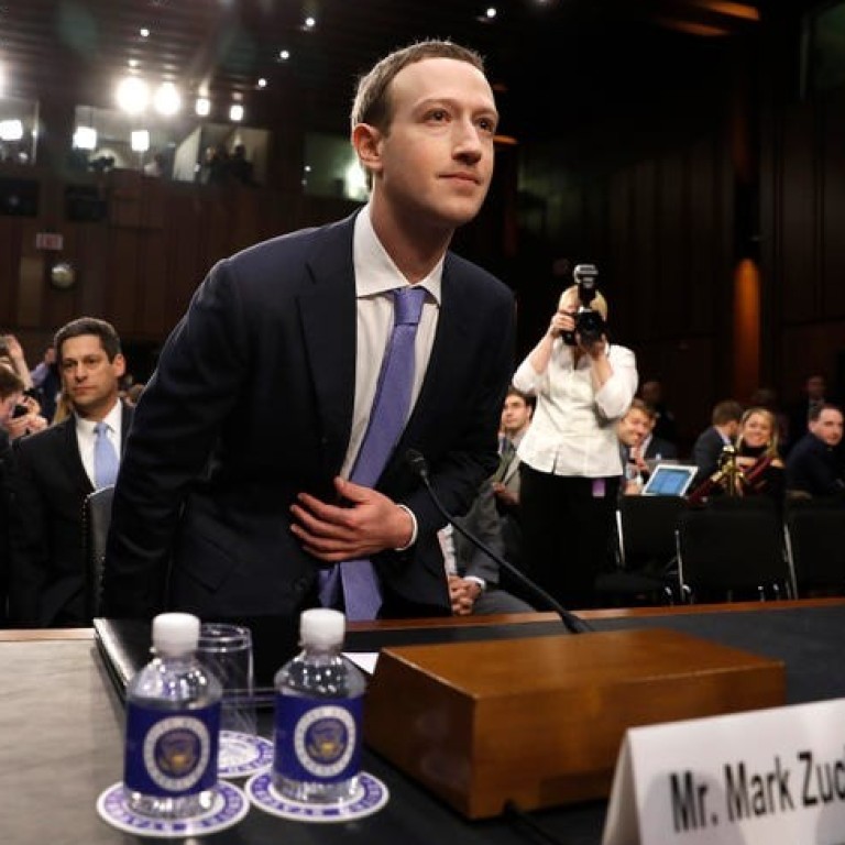 Mark Zuckerberg in front of the Senate in April 2018. The Facebook CEO has set a goal for himself every year for the past decade. Photo: Reuters