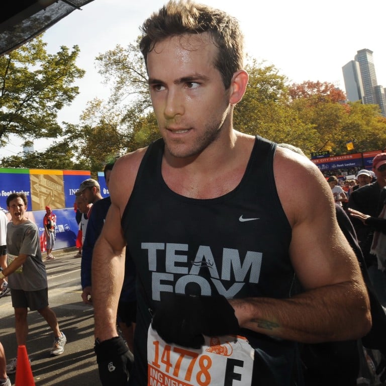 Actor Ryan Reynolds crosses the finish line at the 2008 New York City Marathon, which he completed in three hours and 50 minutes. Photo: NY Daily News Archive