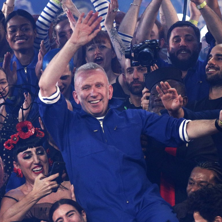 French designer Jean Paul Gaultier is greeted by friends and models after he presented his last spring/summer 2020 haute couture collection during Paris Fashion Week. After 50 years in the fashion industry, Gaultier announced that the show at the Theatre du Chatelet would be his last. Photo: Yoan Valat/EPA-EFE