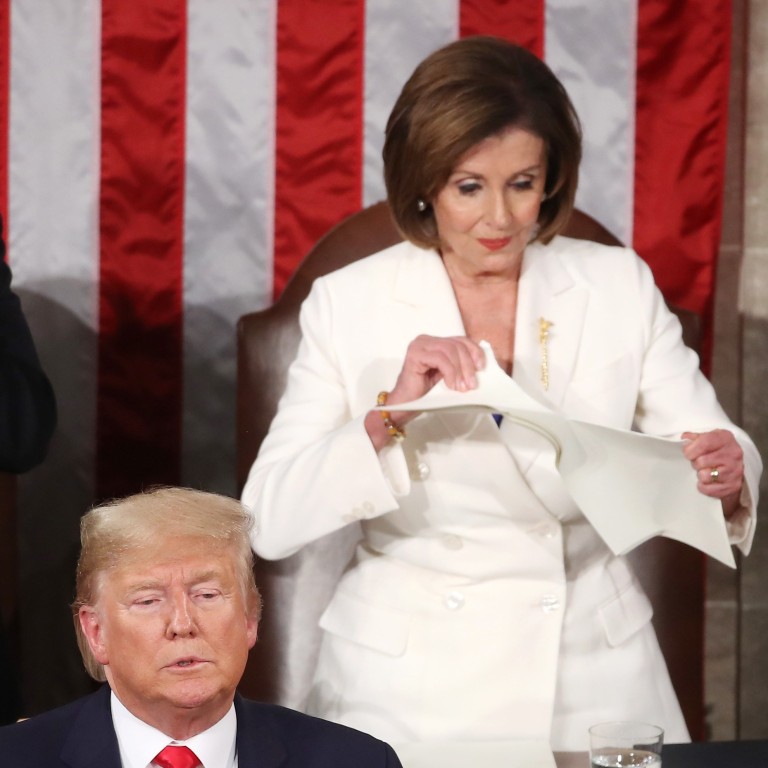 State Of The Union Trump Snubs Pelosi Handshake She Tears Up His Speech South China Morning Post