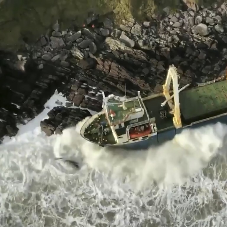 Ghost Ship Adrift Since 18 Crashes Ashore In Ireland During Monster Storm South China Morning Post