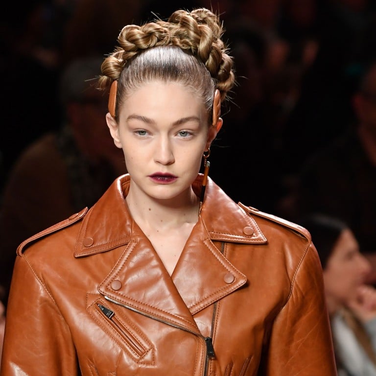 Model Gigi Hadid presents a creation for Fendi's women autumn/winter 2020 fashion collection in Milan, Italy. Photo: AFP