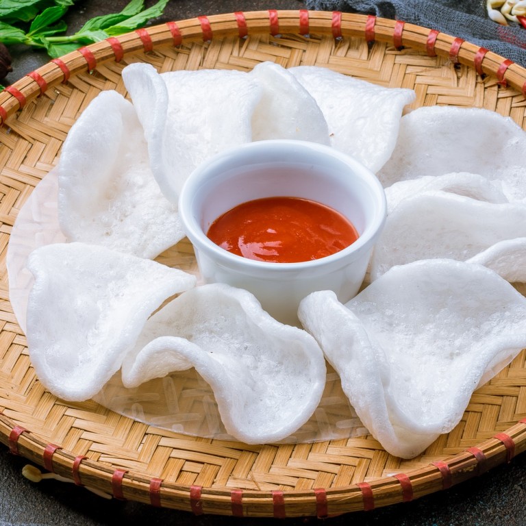 Did prawn crackers originate from Malaysia or Indonesia, and which