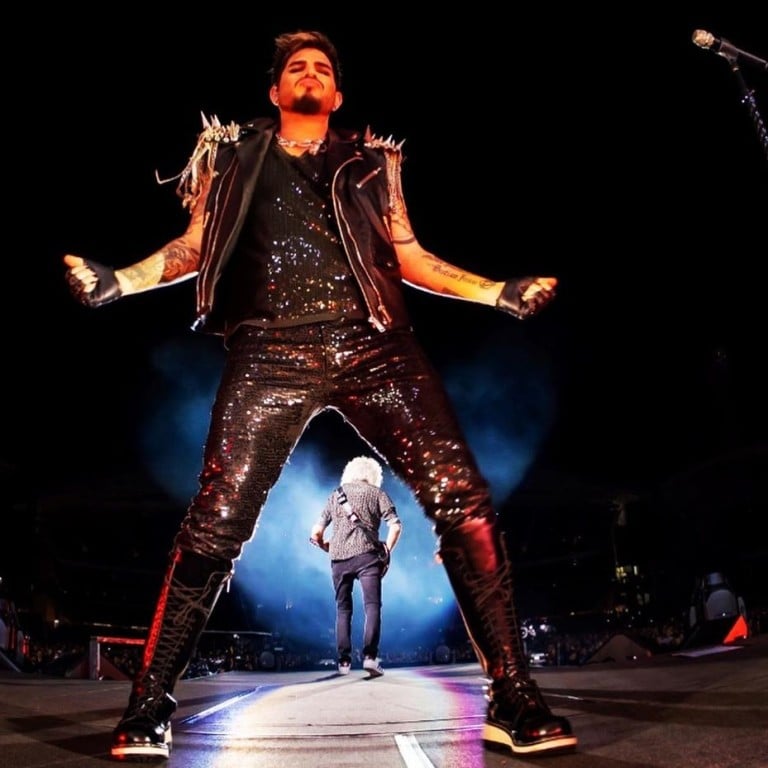 Pop and rock singer Adam Lambert, onstage with Queen + Adam Lambert. Photo: @adamlambert/Instagram