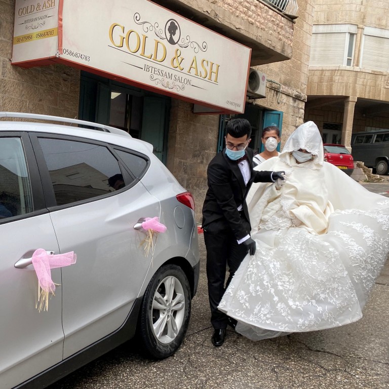 A Coronavirus Wedding Masks In Matching White No Guests Beyond