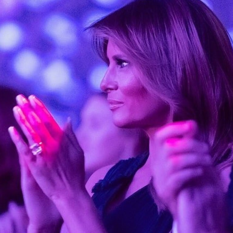 US first lady Melania Trump at the Kennedy, wearing the anniversary ring from Graff given to her by Donald Trump. Photo: Instagram @flotus