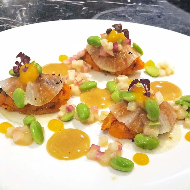 Arcane’s butternut squash with white daikon and edamame. Photo: SCMP/Jeff Chen