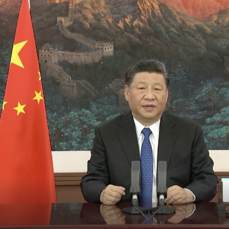 Chinese President Xi Jinping addresses the World Health Assembly virtual meeting on Monday. Photo: AFP