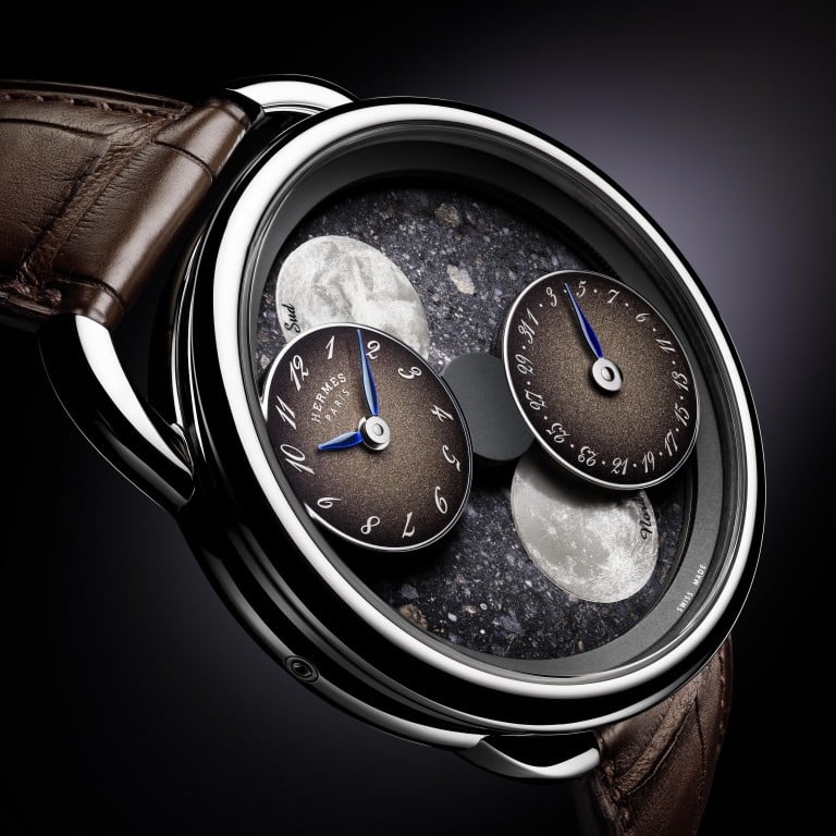 Hermès Arceau L'Heure de la Lune with a dial made from a lunar meteorite. Photo: Joël Von Allmen