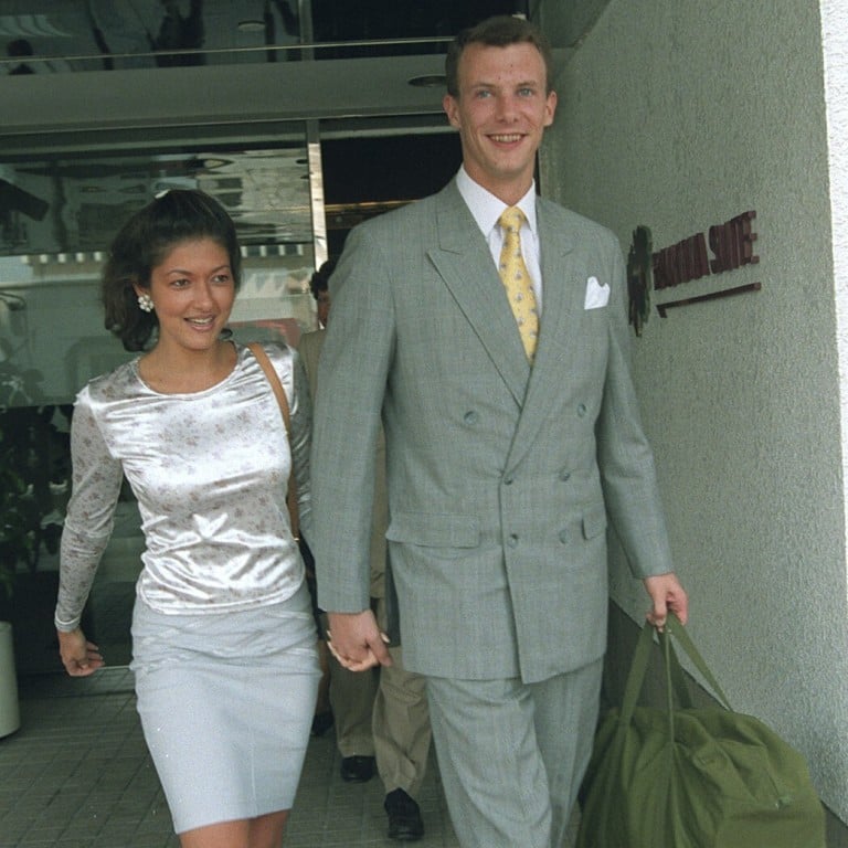 Prince of Denmark, Joachim with his fiancée Alexandra Manley at Hong Kong airport. Photo SCMP