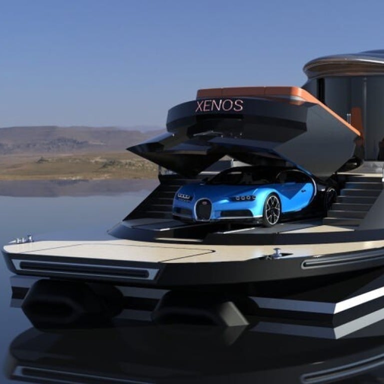 The Xenos comes with an on-board garage for your free Bugatti Chiron. Photo: Lazzarini Design Studio