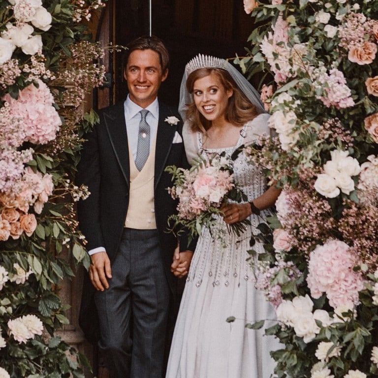 Keeping up traditions – Princess Beatrice and real estate developer Edoardo Mapelli Mozzi leaving the royal Chapel of All Saints at Windsor after their wedding on July 17. Photo: EPA-EFE