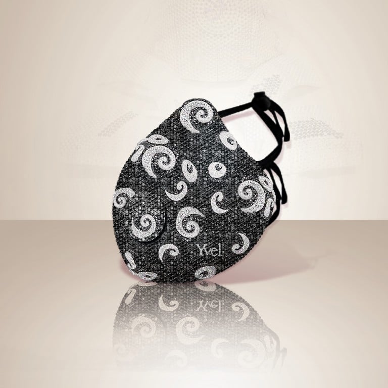 The Yvel Covid-19 Protective Mask will be made from 250 grams of 18 carat white gold and embellished with more than 3,600 natural black and white diamonds. Photo: handout