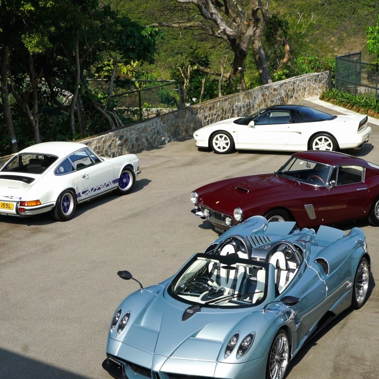 These are just five of the cars that make up Jonathan Hui's swoon-worthy car collection: (from left) a Pagani Zonda Fantasma Evo, a 1973 Porsche Carrera 2.7 R.S, a Honda NSX, a 1961 Ferrari 250 short wheelbase and a Pagani Huayra Roadster. Photo: Bridgette Hall