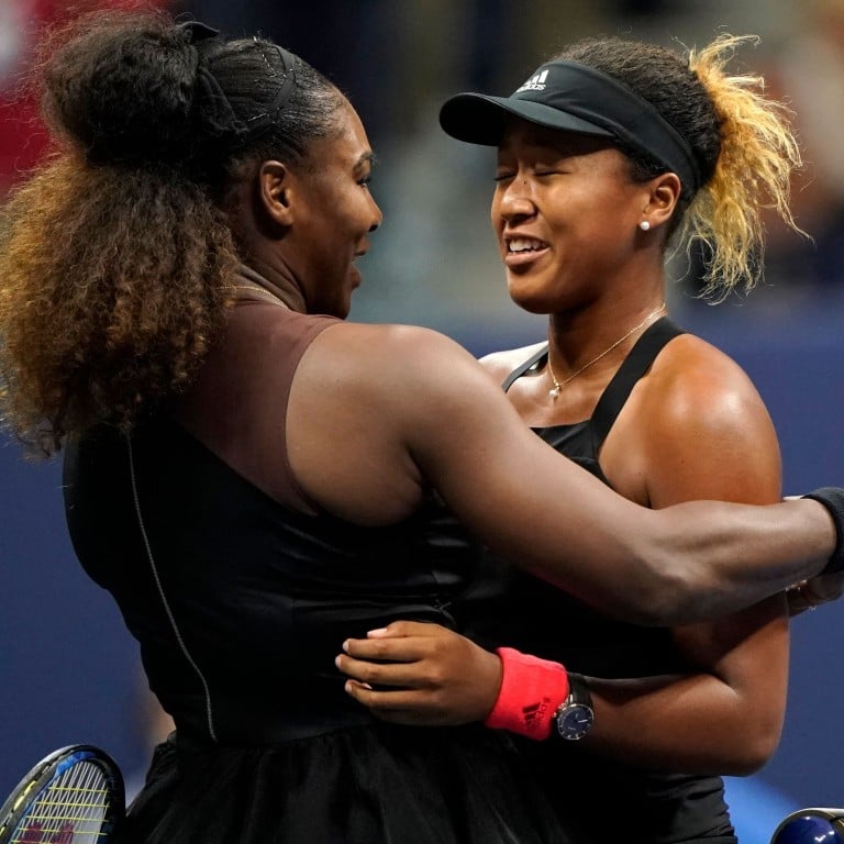 A transfer of power? Naomi Osaka and Serena Williams of the US meet at the net after their 2018 US Open women’s singles final match. Photo: AFP