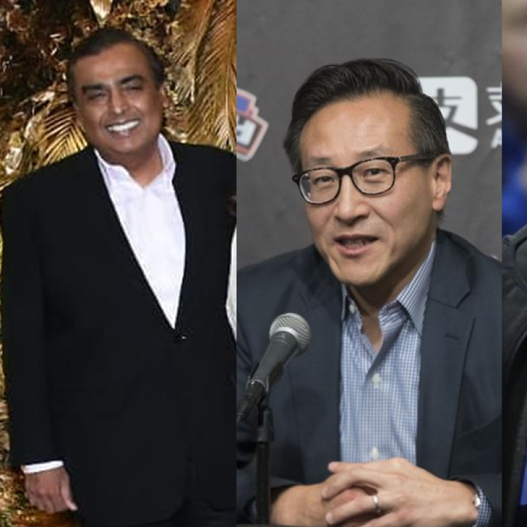 All of these business billionaires have ploughed huge chunks of their wealth into buying beloved sports teams, from left: Mukesh Ambani, Joseph Tsai and Mark Cuban. Photo: @nitaambani9/ Instagram; File; AP Photo