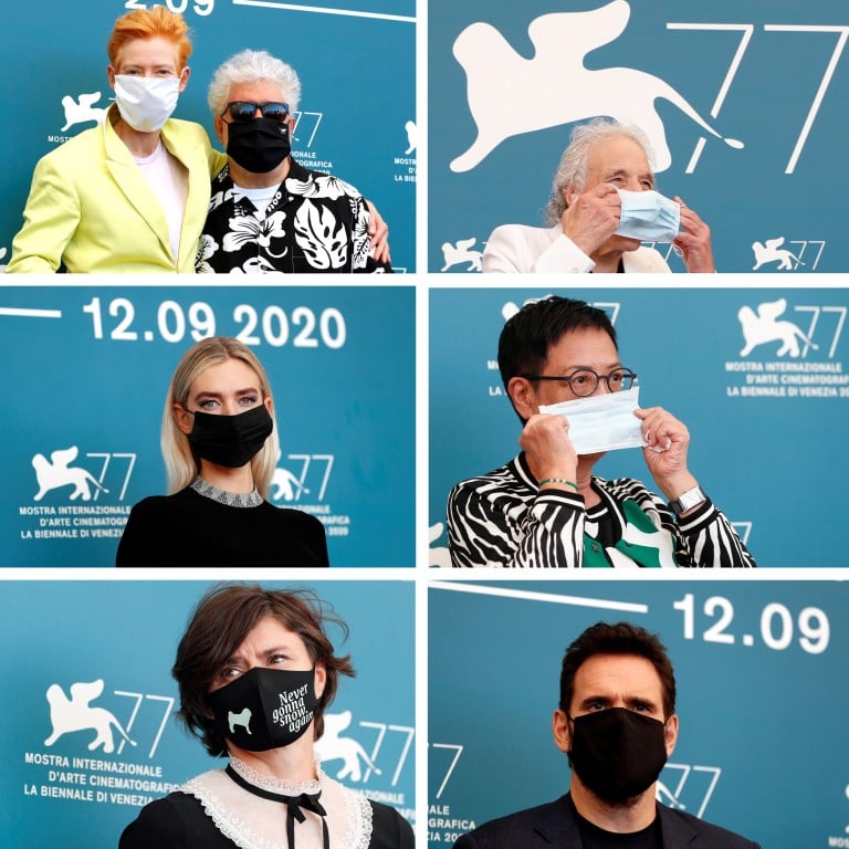 The 77th Venice International Film Festival featured safety measures like required face masks; director Pedro Almodóvar, actor Tilda Swinton, director Abel Ferrara, president of the jury Cate Blanchett, actor Vanessa Kirby, director Ann Hui, actor Katherine Waterston, director Malgorzata Szumowska, member of the jury Matt Dillon and actor Radha Mitchell don masks while posting at the festival. Photos: Reuters