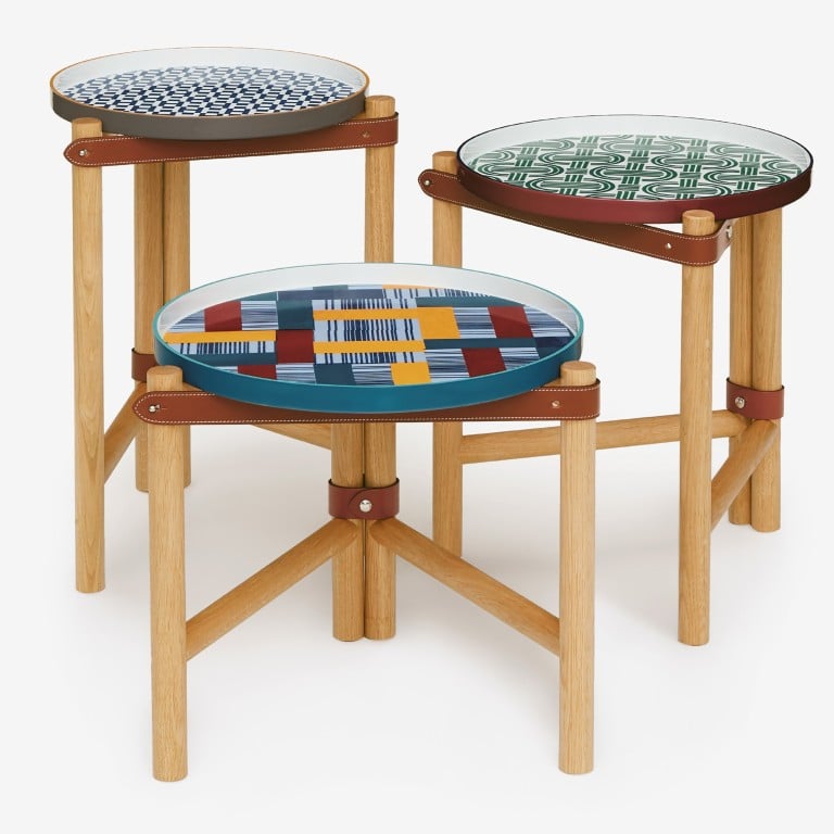 The folding Les Trotteuses d'Hermès tables offers bright colours and maximum versatility – as you might expect from the French luxury brand. Photos: Hermès