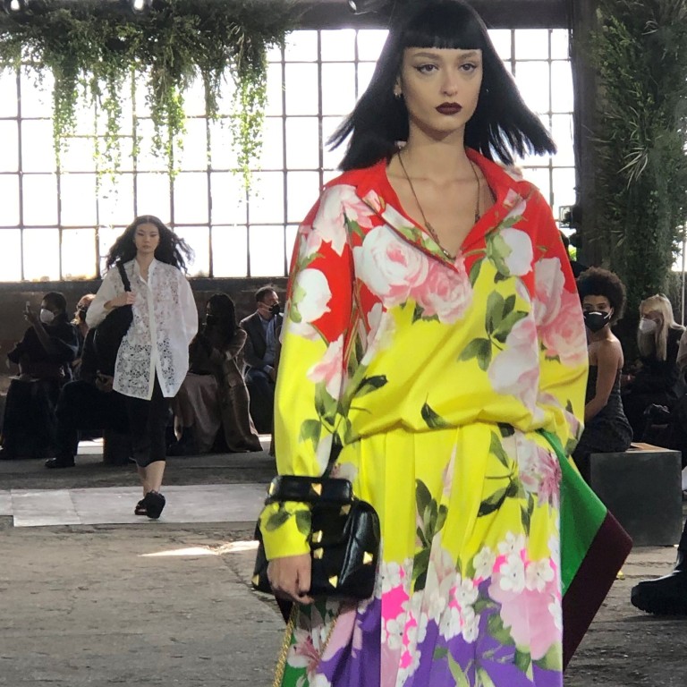 Valentino’s spring/summer 2021 women’s collection is characterised by lush, romantic pieces with an urban edge. Photo: Agence France-Presse