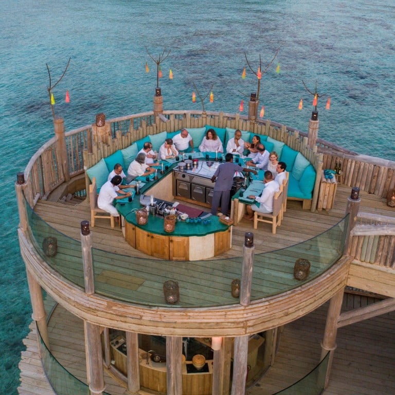 The meeting room and dining terrace at Soneva Fushi in the Maldives. Photo: Soneva Fushi