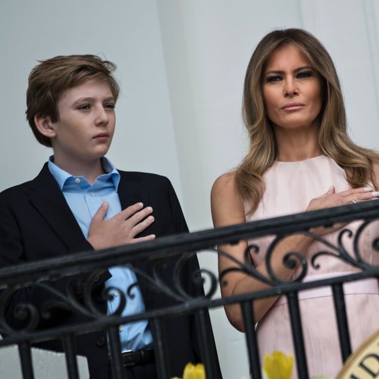 Barron Trump and first lady Melania Trump at the White House in April 2017. Photo: Agence France-Presse