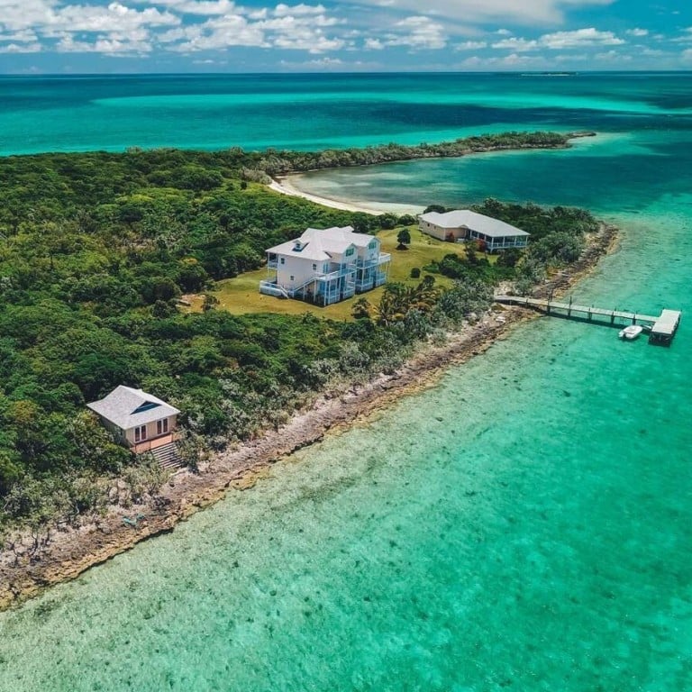 Lush green forest and emerald green seas off Big Fish Cay in the Bahamas –all yours for just US$4.5 million. Photo: Private Islands Online