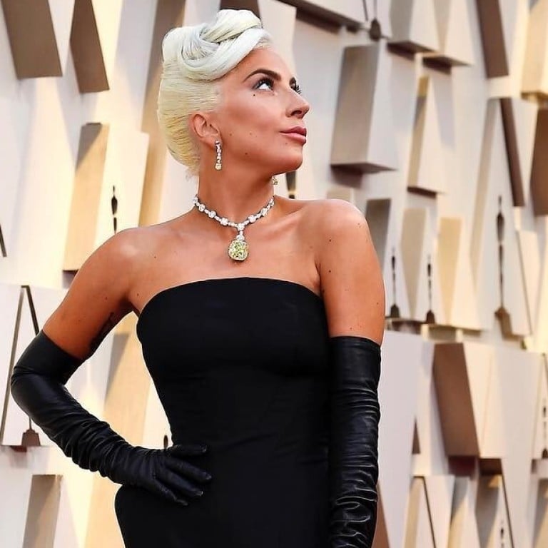 Lady Gaga channels Audrey Hepburn with her yellow Tiffany Diamond at the Oscars in 2019. Photo: Instagram/ladygaga