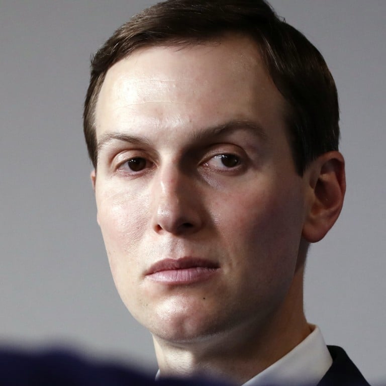 White House adviser Jared Kushner listens as US President Donald Trump speaks during a White House press briefing in April. Photo: AP