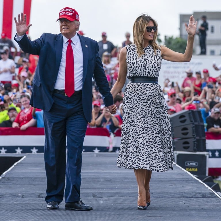 Waving goodbye? President Donald Trump and first lady Melania might soon be out of the White House, but they definitely aren’t out of the spotlight. Photo: Reuters