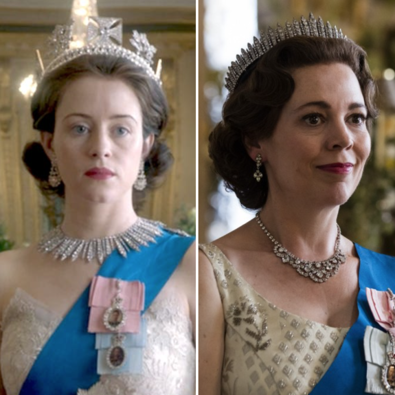 Claire Foy, as the young Queen Elizabeth, Olivia Coleman as the queen in her later years and Imelda Staunton, who will be the third and final actress to portray the British monarch on Netflix series The Crown. Photo: Netflix/AP