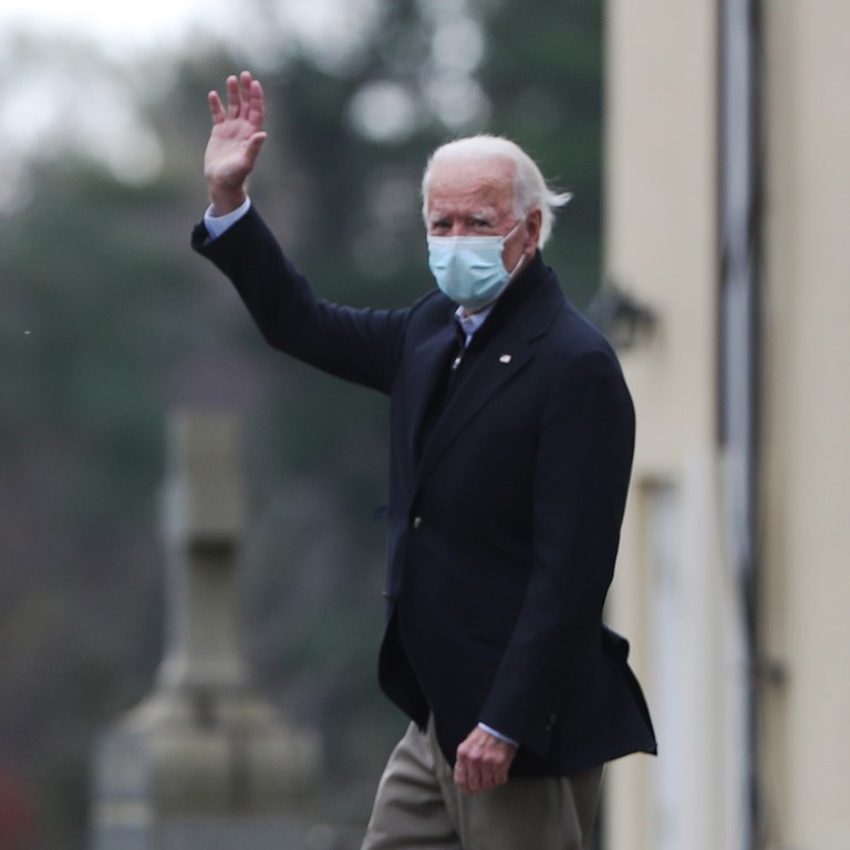 President-elect Joe Biden after mass at St Joseph on the Brandywine Roman Catholic Church in Wilmington, Delaware on Sunday. Photo: Getty Images / AFP