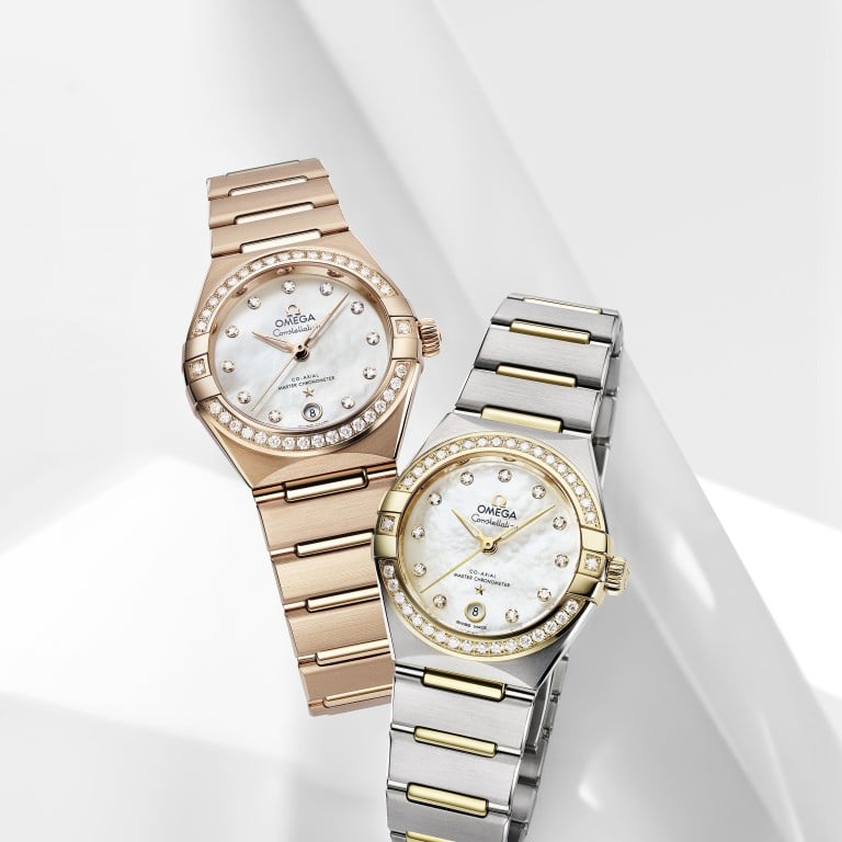 Omega’s Constellation timepieces are distinguished by the half-moon facets and “claws” on the case. Photo: Omega