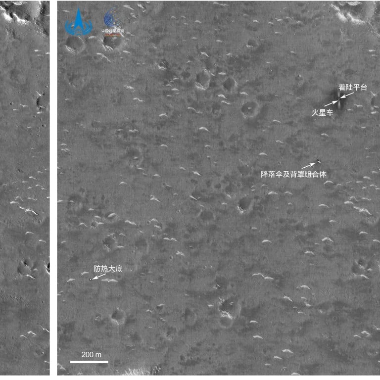 China’s Mars eye in the sky snaps Zhu Rong rover landing site | South ...