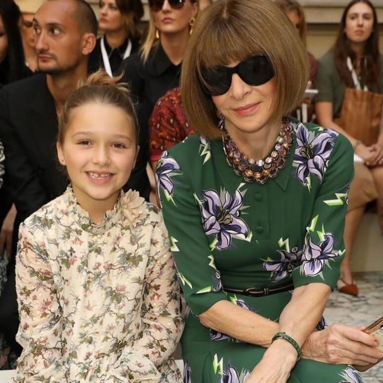 Harper Seven Beckham next to US Vogue editor Anna Wintour. Photo: @victoriabeckham/Instagram