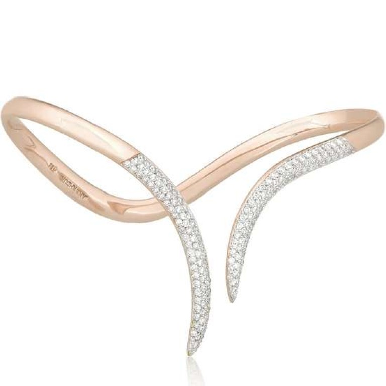 Zircon Plant Leaf Palm Bracelet Link Double Finger Ring One Piece Hand Palm  Bangle Jewelry Handlets For Women 925 Silver Color