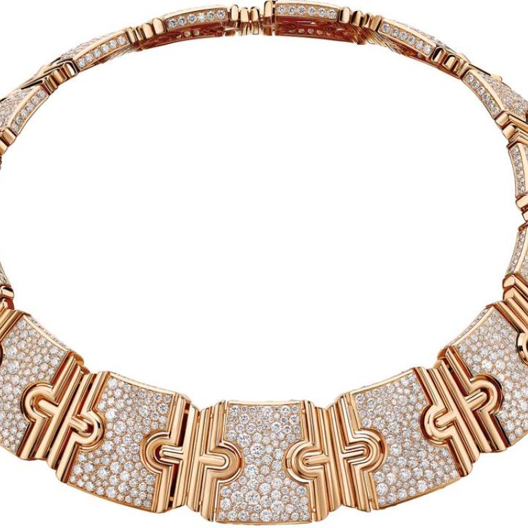 Bulgari’s Parentesi necklace is inspired by Rome’s travertine road stones.