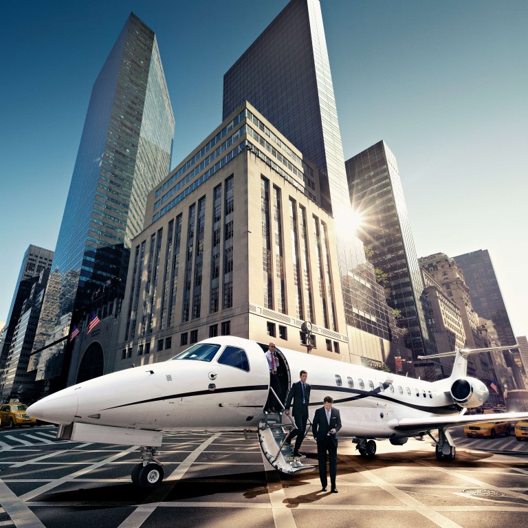 A Victor jet landed on Fifth Avenue in New York City.