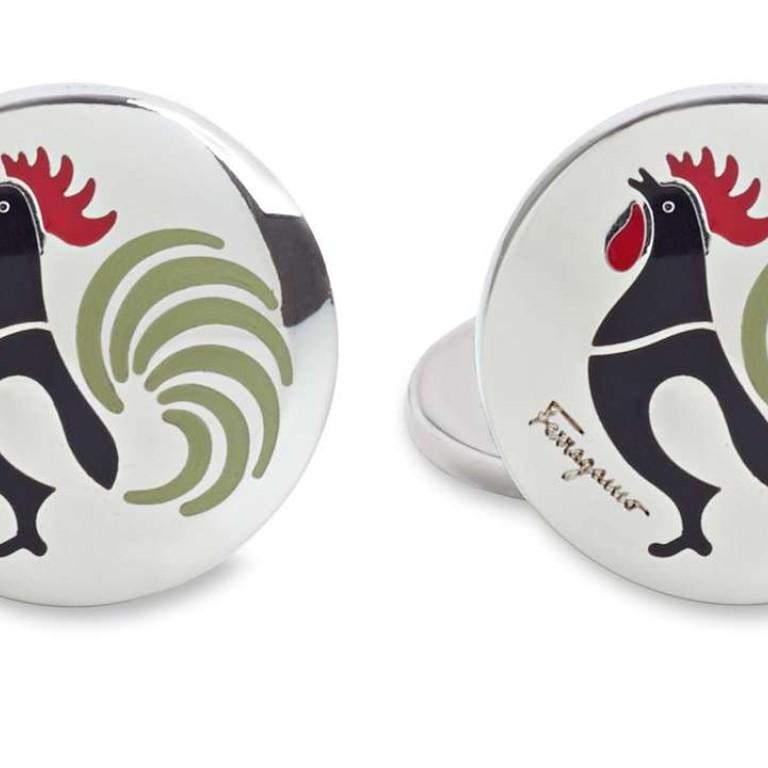 Salvatore Ferragamo’s rooster circular cufflinks