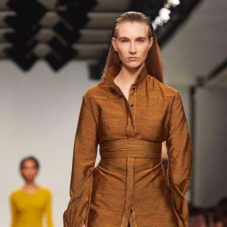 Kelly Knox walks for Teatum Jones’ autumn-winter 2017 collection at London Fashion Week. Photo: AFP